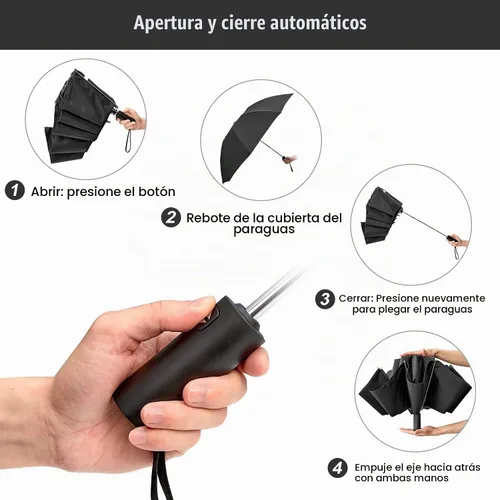 Vista 4 de G4Free Paraguas de viaje portátil inverso grande de 54 pulgadas resistente Negro