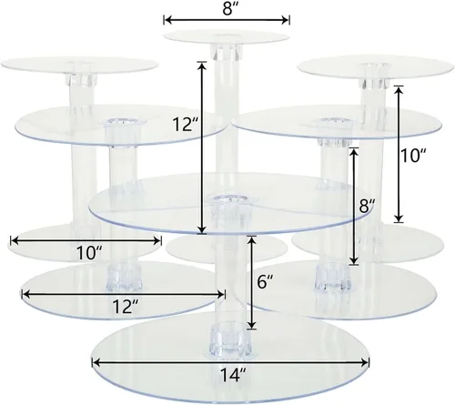Vista 3 de Efavormart - Soporte para decoración de postres de 6 niveles de cristal acrílico resistente para decoración de postres para fiesta de cumpleaños