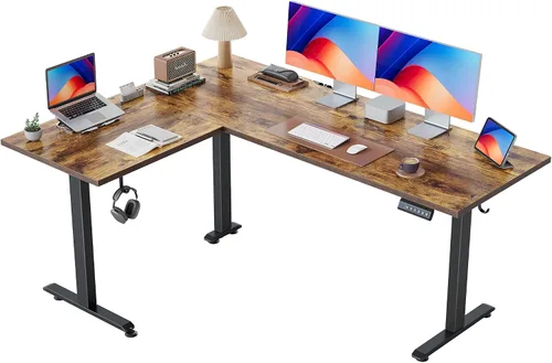 Vista 26 de Agilestic Escritorio de Pie en Forma de L de 59 Pulgadas de Altura Ajustable, Escritorio de Esquina Eléctrico de Pie, Mesa de Computadora Sit Stand
