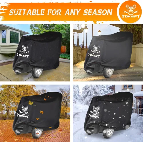 Vista 7 de Funda para scooter de movilidad, tela Oxford 420D resistente, funda protectora impermeable para todo tipo de clima, con hebilla resistente al viento