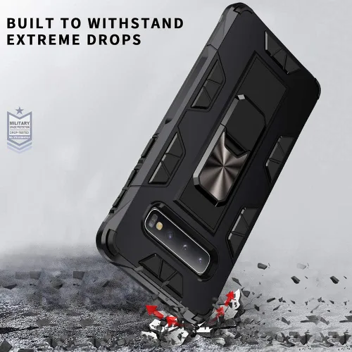 Vista 5 de Dionsibei Funda para Samsung Galaxy S10 Plus de grado militar con función atril incorporada, funda protectora resistente a prueba de golpes