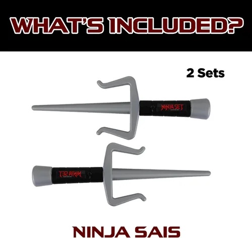 Vista 4 de Liberty Imports 2 piezas de juguete de plástico Ninja Sai armas para niños juego de simulación accesorios de disfraces - Niños juego imaginativo