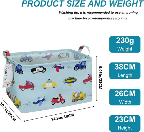 Vista 2 de Canasta plegable de almacenamiento para guardería, con revestimiento de polietileno impermeable, de grand tamaño, para niños y niñas, oficina