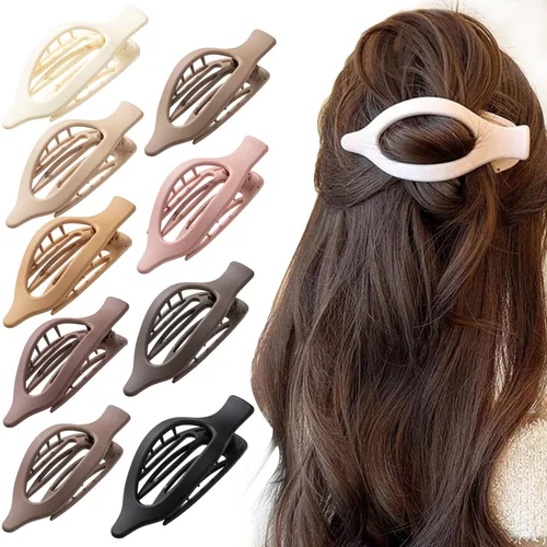 Vista 11 de Pinzas para el cabello de flores para mujer, 9 pinzas mate con agarre fuerte para cabello grueso y fino, antideslizantes, 9 estilos