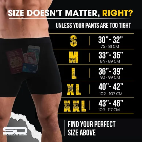 Vista 6 de Smuggling Duds Men's Boxer Brief Shorts - Pickpocket Proof Travel Secret Pocket Underwear