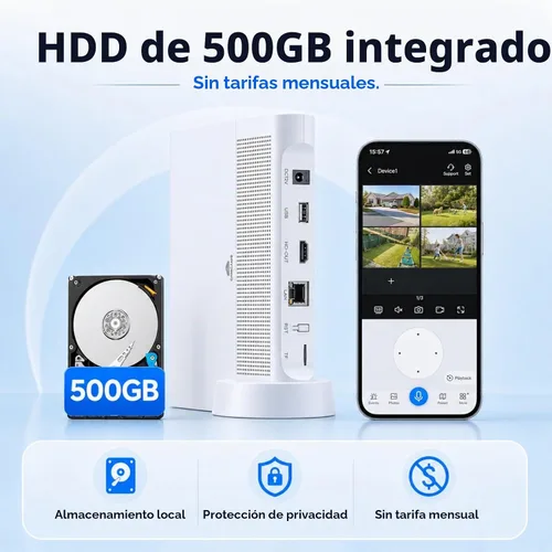 Vista 10 de Camcamp Solar Security Cameras Wireless Outdoor 4 Pack, Home Camera System Blanco