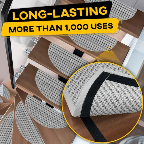 Vista 5 de Rollo de cinta de velcro con adhesivo resistente, resistencia industrial, fácil de cortar, tiras de gancho y bucle fuertes con parte trasera Negro