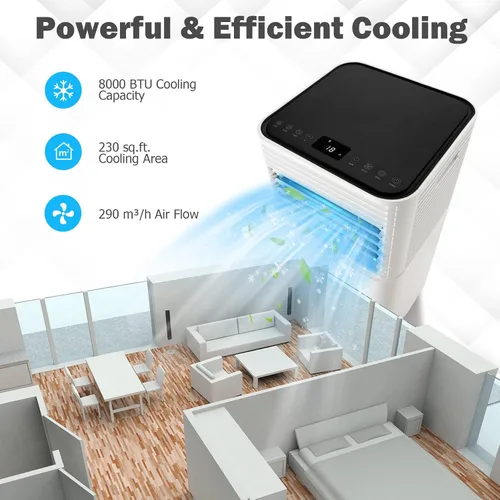 Vista 2 de PETSITE Aire acondicionado portátil, unidad de enfriamiento de CA de 8000 BTU para habitación, unidad de CA 3 en 1 con enfriador de aire, ventilador