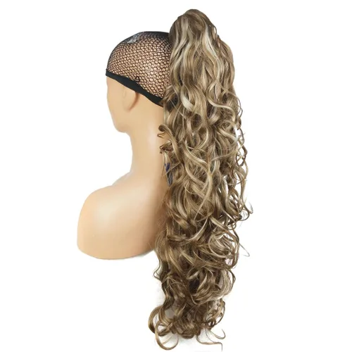 Vista 3 de Lydell 30" largo rizado peinado clip en garra cola de caballo extensión pelo sintético postizo 9.88 oz con un clip de mandíbula/garra (negro)