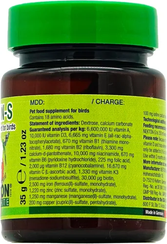 Vista 2 de Nekton -S Multi-Vitamina para Aves, 35gm, (1.23 onzas)