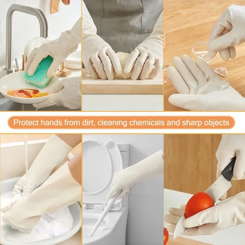 Vista 5 de Guantes de nitrilo resistentes a productos químicos, guantes de limpieza resistentes para el hogar, ácidos, álcalis, solventes, resistentes al