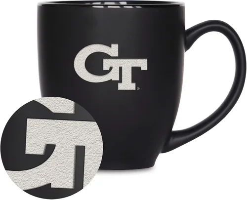Vista 191 de Rico Industries - Taza de cerámica mate negra con grabado láser estándar de 15oz para NCAA (escuelas T & U) - Para bebidas calientes o frías