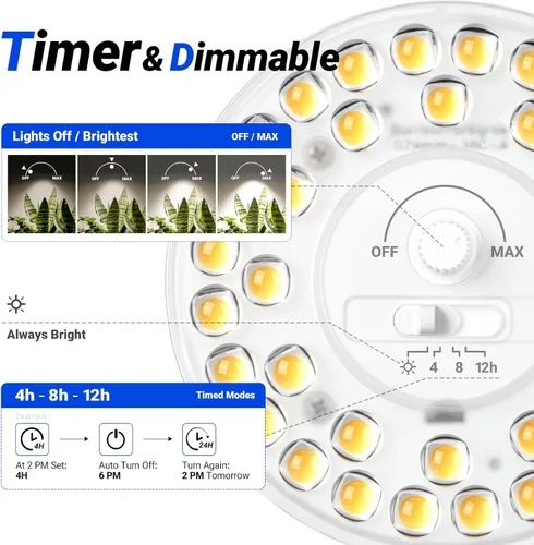 Vista 4 de Barrina Orbgrow OG11A - Bombillas de cultivo para plantas de interior, atenuación y sincronización integradas, 4000K 11W (equivalente a 100 W)