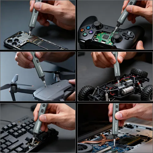 Vista 6 de STREBITO Destornillador eléctrico, mini destornillador eléctrico 67 en 1, 50 puntas magnéticas S2, 5 ajustes de torsión, 4 luces LED, juego