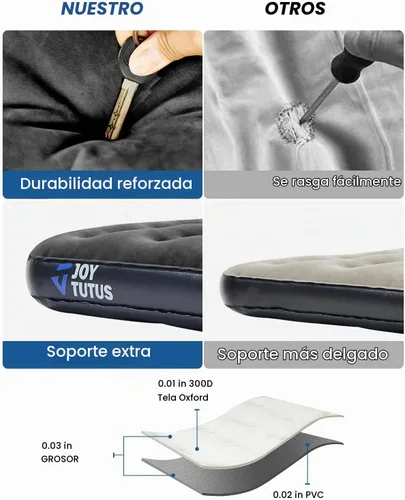 Vista 6 de JOYTUTUS Colchón de aire para SUV, cama de campamento 3.0 engrosada para automóvil, camping, colchón inflable, antifugas, con 2 almohadas y bomba