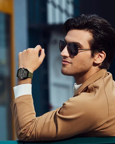 Vista 2 de Mens Watches Luxury Tonneau Watches for Men Waterproof 50M Analog Replica Watch Chronograph Calendar Date Mens Dress Business Work Watch Diver Large