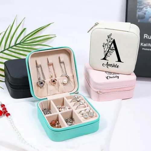 Vista 6 de SLML Joyero personalizado Organizador de joyas personalizado con nombre personalizado para niñas, organizador de joyas de viaje personalizado