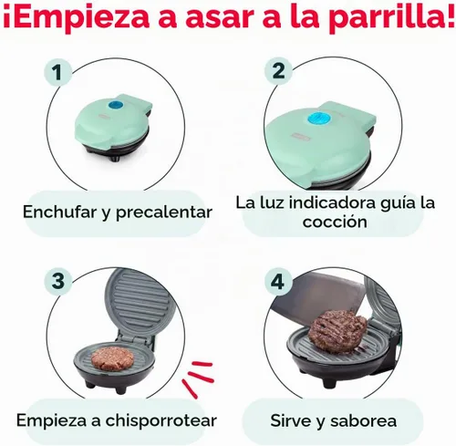Vista 6 de Dash mini eléctrica grill, Agua (Aqua)