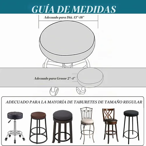 Vista 2 de Fundas para taburetes, paquete de 2 fundas elásticas impermeables de poliuretano para taburetes de bar, extraíbles y lavables, con bandas elásticas
