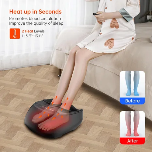 Vista 4 de Snailax Shiatsu masajeador de cuello y hombros Shiatsu masajeador de pies con compresión de calor amasamiento vibración