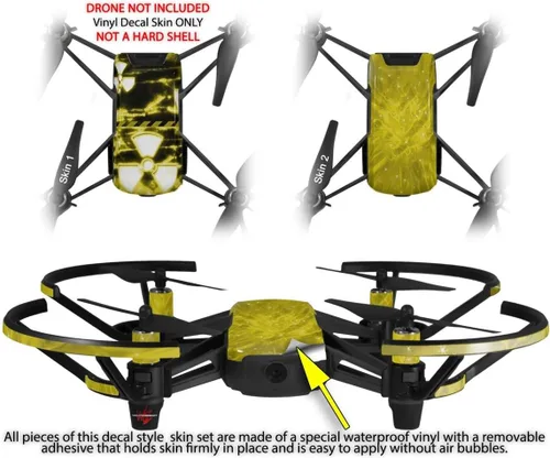 Vista 2 de Skin Decal Wrap Pack 2 para DJI Ryze Tello Drone Radioactivo amarillo Drone no incluido