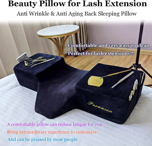 Vista 5 de Almohada de pestañas para extensiones de pestañas, almohada ergonómica de Almohada de cabeza para amarre con organizadores laterales