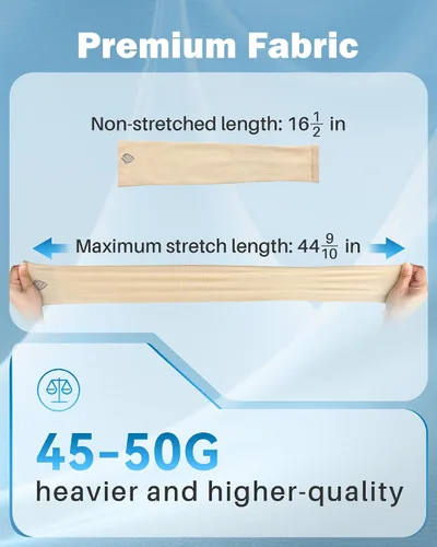 Vista 4 de Mangas para brazo, para hombres o mujeres. Para calentar o refrescar. Guantes de Compresión con factor de protección de los rayos ultravioleta UPF 1
