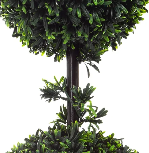 Vista 8 de Juego de 2 árboles topiarios – 36 pulgadas de doble bola podocarpus plantas falsas – Plantas artificiales realistas en macetas para interiores