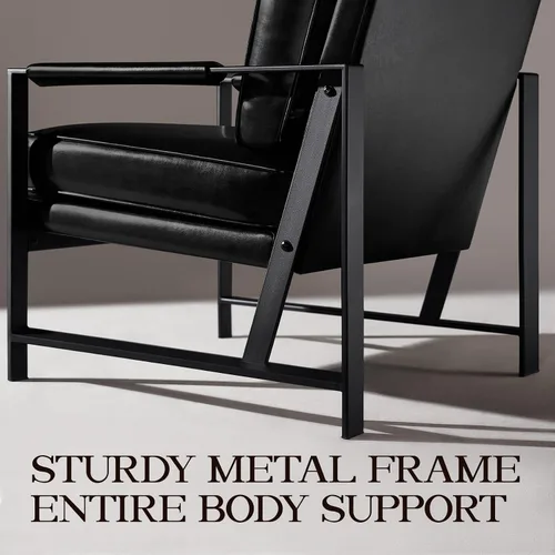 Vista 9 de Yaheetech Sillón de Cuero PU, Sillón de Acento de Ocio Retro con Acolchado y Cojín Extra Suave, Silla de Brazo de Lectura Moderna con Marco de Metal
