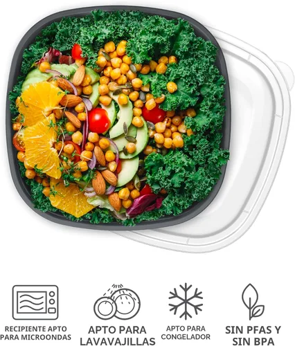Vista 3 de Bentgo Prep - Tazones con 1 compartimento con tapas de ajuste personalizado, reutilizables, para microondas, duraderos, sin PFAS y BPA, aptos