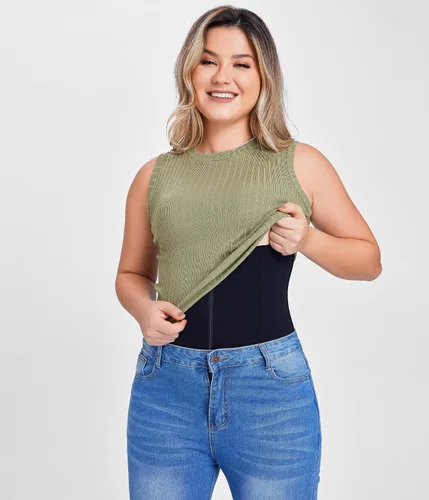 Vista 6 de MERYOSZ Corsé de entrenamiento de cintura con cremallera y control de abdomen, faja transpirable para mujer, faja deportiva