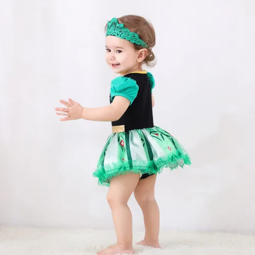Vista 6 de Vestidos de princesa para niñas pequeñas, disfraz de mameluco para cumpleaños, Navidad, Halloween con diadema de 0 a 18 meses