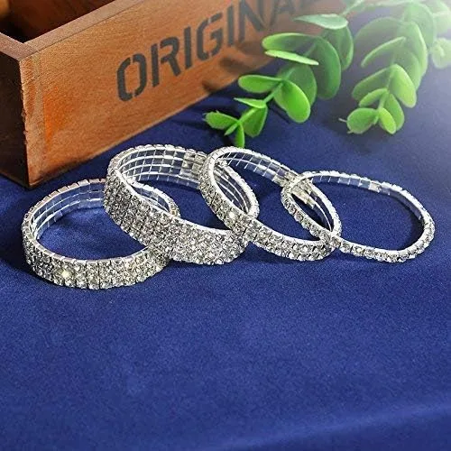 Vista 7 de Zealmer . Pulseras para mujer, brillantes, multicolor, con diamantes de imitación, apilables y elásticas