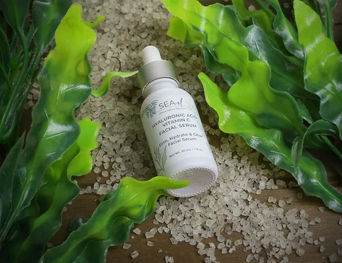 Vista 4 de Sea-el Suero facial con ácido hialurónico y vitamina C, hidratación reafirmante y resplandor, hidratante facial antienvejecimiento, cuidado diario
