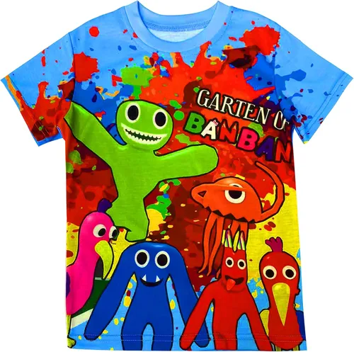 Vista 2 de MOTHAF Garten of Banban - Conjunto de camisa para niños y niñas, monstruo de terror, jush, pantalones de camiseta para niños, 2 piezas, manga corta
