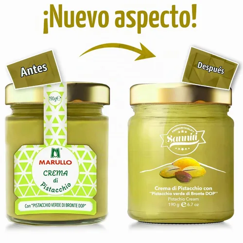 Vista 3 de Sanniti Marullo Crema de pistacho siciliano para untar de pistacho verde di Bronte DOP, 6.7 oz