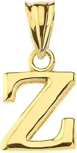 Vista 21 de Colgante de oro amarillo de 10 quilates con inicial A-Z con dije fino de 1/2 pulgada – Elección de letra inicial
