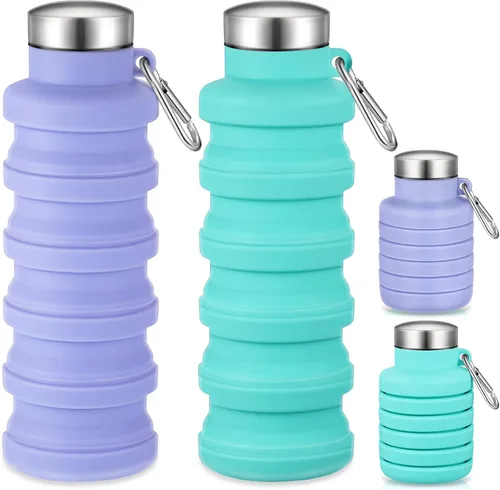 Vista 10 de Baderke - 2 botellas de agua plegables, 17 onzas, negro, gris y blanco
