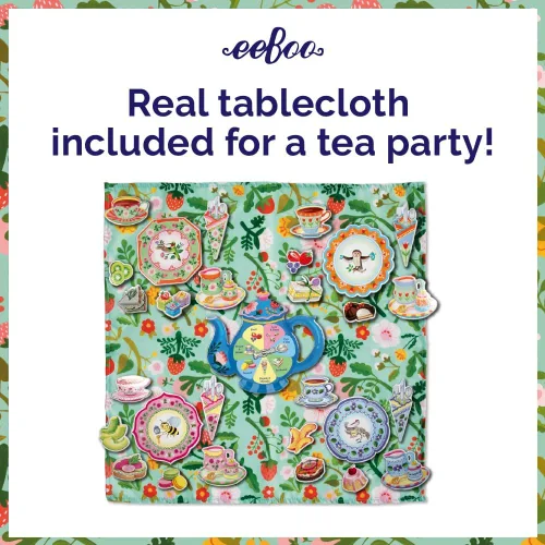 Vista 5 de eeBoo Kitten's Time for Tea Spinner Game, Story Building, 2-4 jugadores