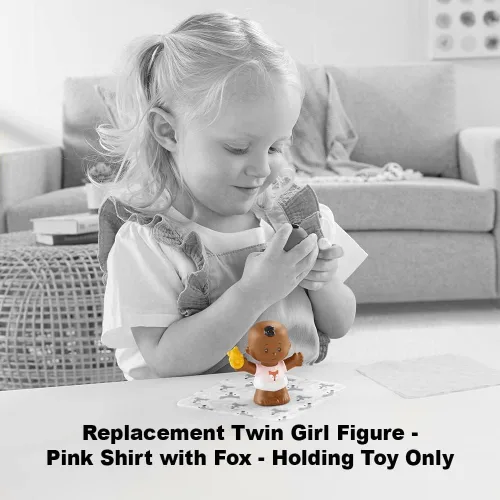 Vista 5 de Pieza de repuesto para el juego Fisher-Price Little People Snuggle Twins - GKP69 ~ Figura de niña gemela de repuesto ~ Camisa rosa con zorro ~