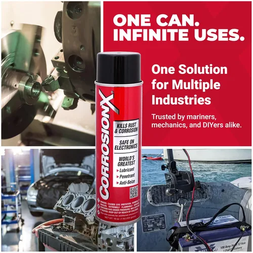 Vista 8 de CorrosionX Inhibidor de óxido, prevención de corrosión dieléctrica de fuerza industrial, lubricante y penetrante para uso marino, automotor