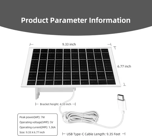 Vista 5 de Paquete de 4 cargadores de panel solar de cámara de 7 W compatibles con eufyCam 3/S330, 3C/S300, S350/C220/C210, eufy SoloCam S220/S340/C210