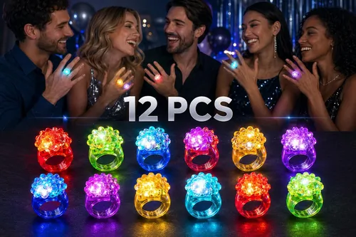 Vista 2 de C&H Solutions Anillo de gelatina con luces LED intermitentes (12 piezas)