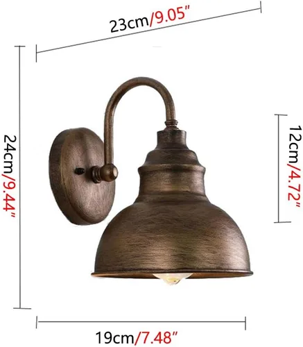 Vista 4 de Aplique de pared Exterior Vintage de Cuello de cisne E26/E27, apliques de Hierro inoxidable, luminarias impermeables Amen, para puerta o terraza