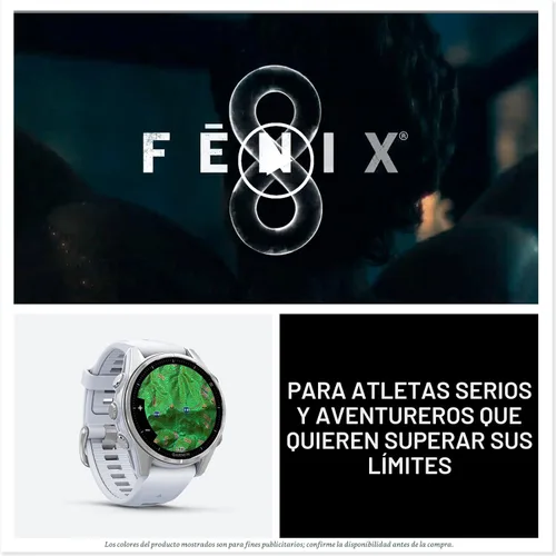 Vista 8 de Garmin fēnix® 8 – 43mm, AMOLED, Smartwatch GPS Multideporte Premium, Batería de Larga Duración, Resistente a Inmersiónes, Linterna LED Integrada