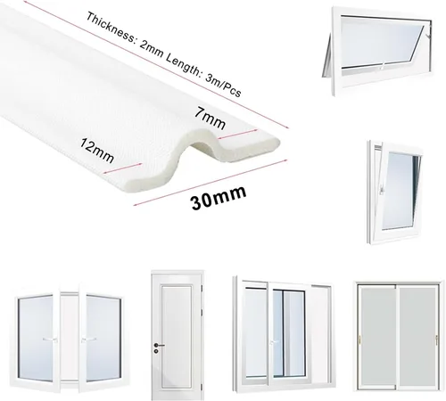 Vista 2 de Tira de sellado de espuma para ventana de 196 pulgadas, autoadhesiva, tira de sellado de puerta superior y lateral, cinta aislante de ventana Blanco