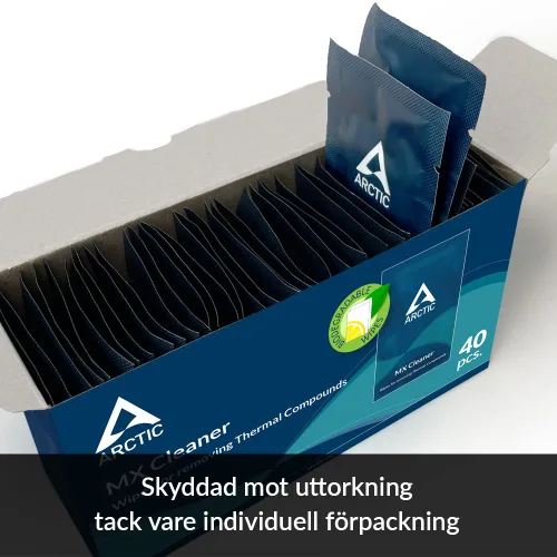 Vista 5 de ARCTIC MX Cleaner (40 piezas) - Toallitas de limpieza para eliminar pasta térmica, 4.5 x 4.5 in, biodegradables