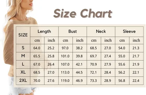 Vista 6 de Camisas casuales de manga larga para mujer, cuello barco, lisas, sin botones, con hombros descubiertos
