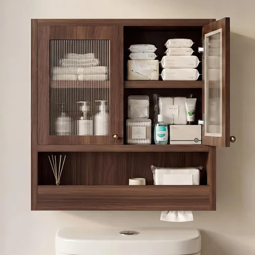 Vista 12 de Over the Toilet Storage Cabinet with Rattan Door & Adjustable Shelf, Blue