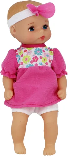 Vista 2 de Baby's First Bathtime Baby Softina en Rosa y Floral Jumper con Diadema a Juego y Piel con Sensación Tan Real - Seguro para Niños de 1 Año en Adelante